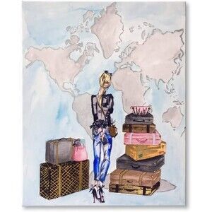 Colleen Karis Designs Fashion Travel Canvas Wall Art 20x16” Decor Room Feminine
